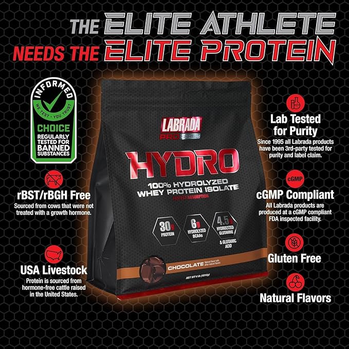 Labrada Hydro 100% Pure Hydrolyzed Whey 47 Servings 4lb (Chocolate)