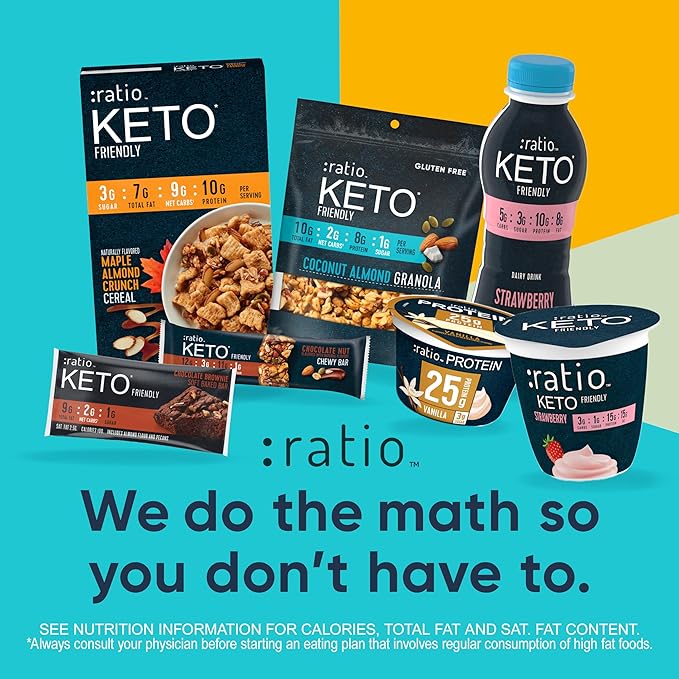 Ratio Soft Baked Bars, Chocolate Chunk Cookie, 1g Sugar, Keto Friendly, 5.34 OZ (6 Bars) (Pack of 2)