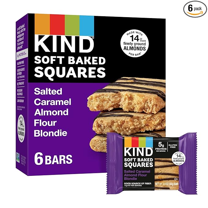 KIND Soft Baked Squares, Salted Caramel Almond Flour Blondie, 6 count