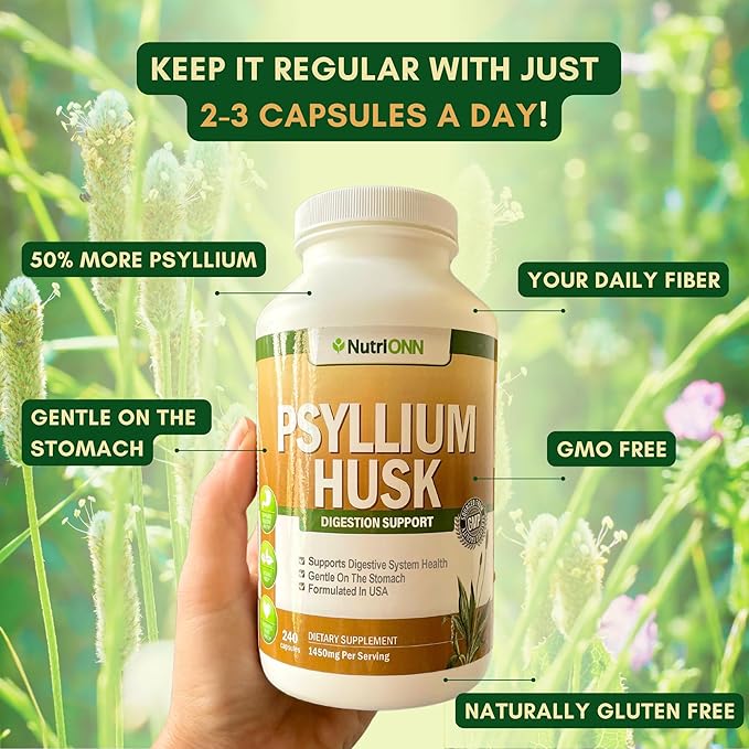 PSYLLIUM HUSK CAPSULES 1450mg Per 240 Capsules 100% Natural