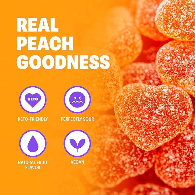 Shameless Snacks - Healthy Low Calorie Snacks, Low Carb Keto Gummies (Gluten Free) - 6 Pack OMG Peach