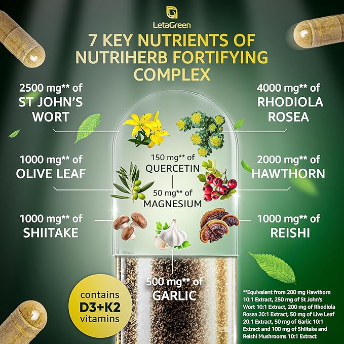 Organic Hawthorn Berry Capsules 2000mg with 2500mg Rhodiola 4000mg Olive 1000mg Shiitake 1000mg Reishi 1000mg Quercetin 150mg (240 (240 Count)