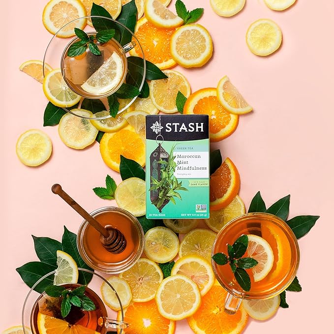 Stash Tea Moroccan Mint Green Tea - Caffeinated, Non-GMO Project Verified Premium Tea with No Artificial Ingredients, 20 Count (Pack of 6) - 120 Bags Total