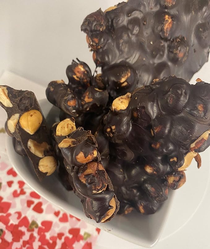 Keto Sugar Free Bark, Dark Chocolate Hazelnuts - Stevia Sweetened Chocolate Candy 1g Net Carb, 80% Cocoa - Gluten & Dairy Free Vegan Paleo Friendly Diabetic Snack for Adults, 6 oz (Pack of 1)