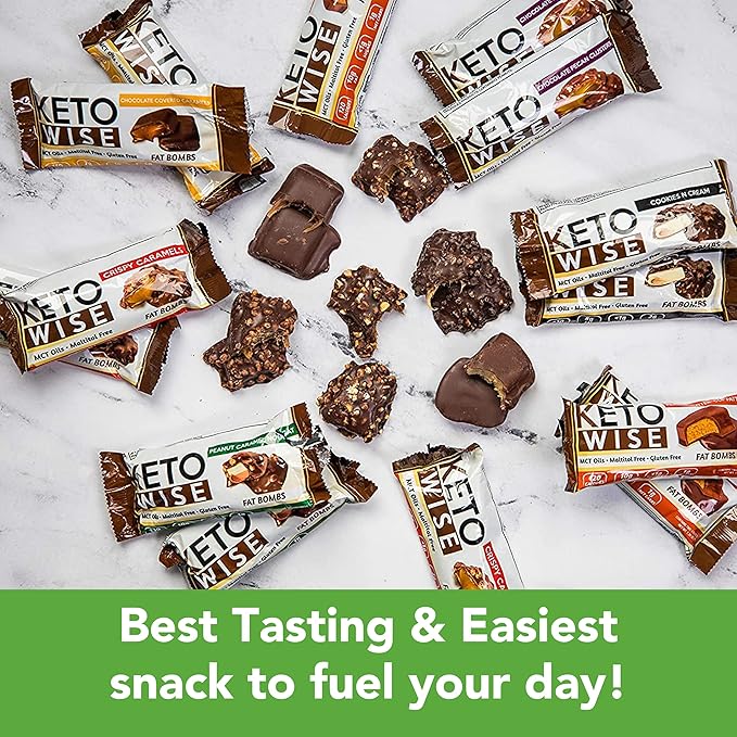 Keto Wise Fat Bombs - Low Carb (1-2g Net), No Added Sugar - Mission Nutrition Variety Box (16 Count)