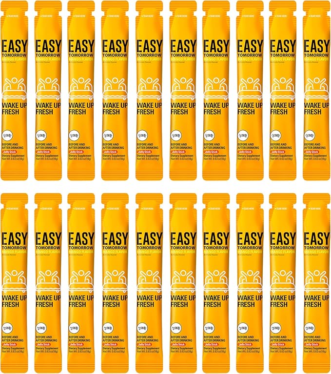 Easy Tomorrow Jelly Stick Before/After Drink Alcohol, After Party Recovery & Relief for Great Night & Better Morning, Party Vacation Aid, Liver Cleanse Detox, Mango Flavored, 상쾌환, 20 Sticks
