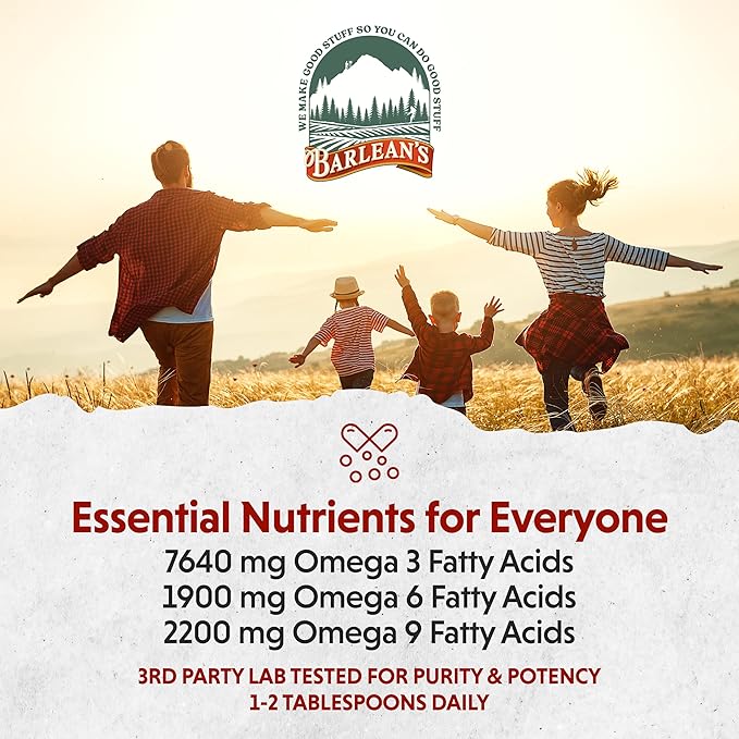 Barlean's Organic Flaxseed Oil Liquid, Cold 7,640mg ALA 3 Fatty 32 oz
