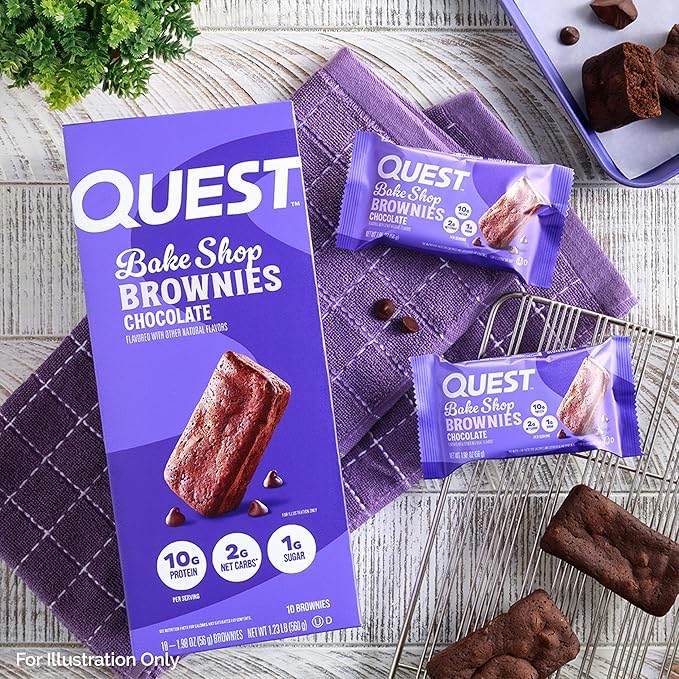Quest Bake Shop, Chocolate Brownies, 10g Protein, 2g Net Carbs, 1g Sugar, 10 Count