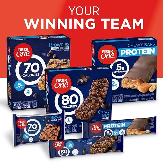 Fiber One 80 Calorie Chewy Bars, Chocolate, Snack Bars, 5 Ct, 4.1 oz