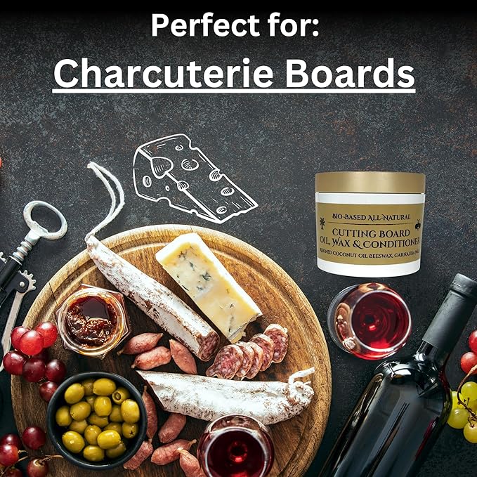 Wood Cutting Board Oil, Wax, and Conditioner. A Food-Grade Mineral Oil Alternative. Refined Coconut Oil (MCT), Beeswax, and Carnauba Wax. The Perfect Blend For Cutting Boards and Butcher Blocks. 5oz.