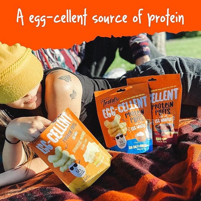 Todd's Better Snacks Egg-Cellent Protein Puffs, Variety Pack, 1.2 Oz (Pack of 10), Made with Egg Whites, 12g Protein, Gluten Free Healthy Snack