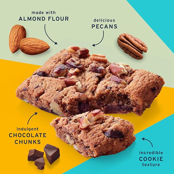 Ratio Soft Baked Bars, Chocolate Chunk Cookie, 1g Sugar, Keto Friendly, 5.34 OZ (6 Bars) (Pack of 2)