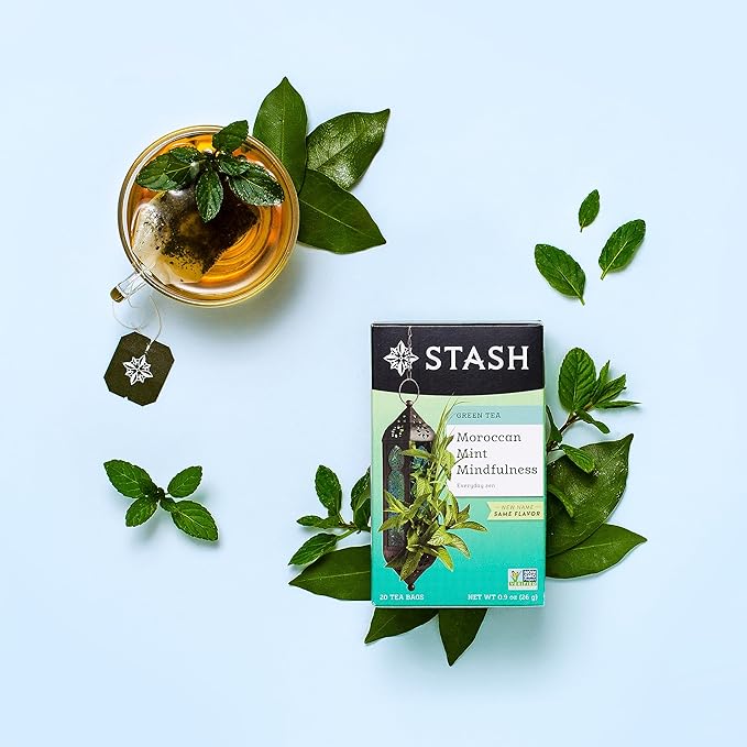 Stash Tea Moroccan Mint Green Tea - Caffeinated, Non-GMO Project Verified Premium Tea with No Artificial Ingredients, 20 Count (Pack of 6) - 120 Bags Total