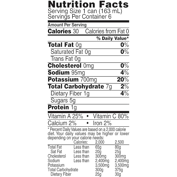 V8 Low Sodium Original 100% Vegetable Juice, 5.5 Fl Oz - 6 Count (Pack of 4)