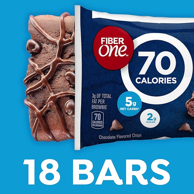 Fiber One 70 Calorie Brownies, Chocolate Fudge, Snack Bars, Mega Pack, 18 Bars, 16 oz
