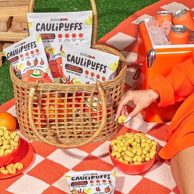 Habanero Ranch CauliPuffs - Corn, Rice, and Cauliflower Gluten Free Puffed Snack – (Box of 15, 0.75oz bags)