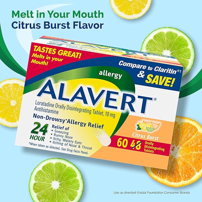 Alavert Allergy 24 Hour Relief, Citrus 10mg, 60 60 Count