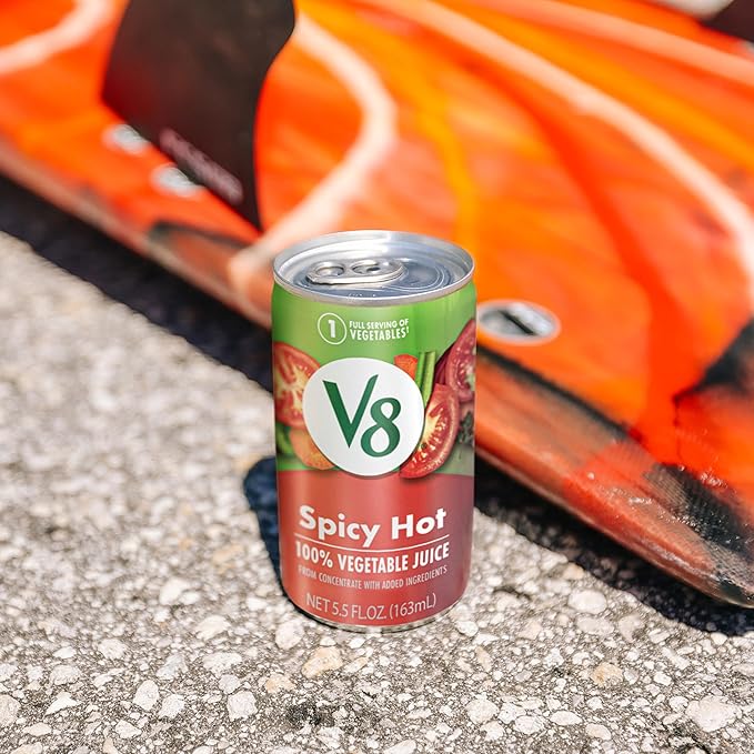 V8 Spicy Hot 100% Vegetable Juice, 5.5 fl oz Can (6 Packs of 8 Cans)