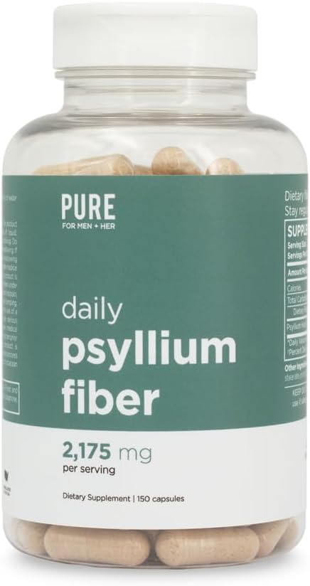 Daily Psyllium Husk Fiber Supplement by 2,175mg Per 150 Capsules