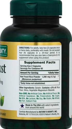 Nature's Bounty Red Yeast Rice Pills 600mg, 120 120 Capsules