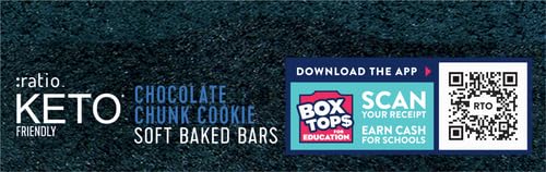 Ratio Soft Baked Bars, Chocolate Chunk Cookie, 1g Sugar, Keto Friendly, 5.34 OZ (6 Bars) (Pack of 2)