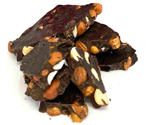 Keto Sugar Free Bark, Dark Chocolate Hazelnuts - Stevia Sweetened Chocolate Candy 1g Net Carb, 80% Cocoa - Gluten & Dairy Free Vegan Paleo Friendly Diabetic Snack for Adults, 6 oz (Pack of 1)