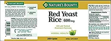 Nature's Bounty Red Yeast Rice 600 250 ea 2)