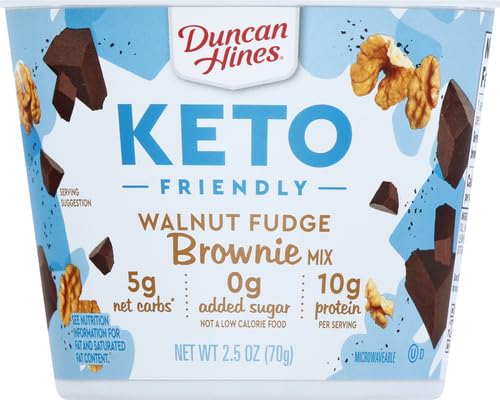 Duncan Hines Keto Friendly Dessert Cups Walnut Fudge Brownie Mix, 2.5 oz