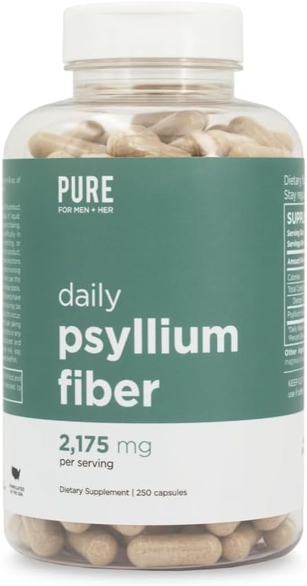 Daily Psyllium Husk Fiber Supplement by 2,175mg Per 250 Capsules