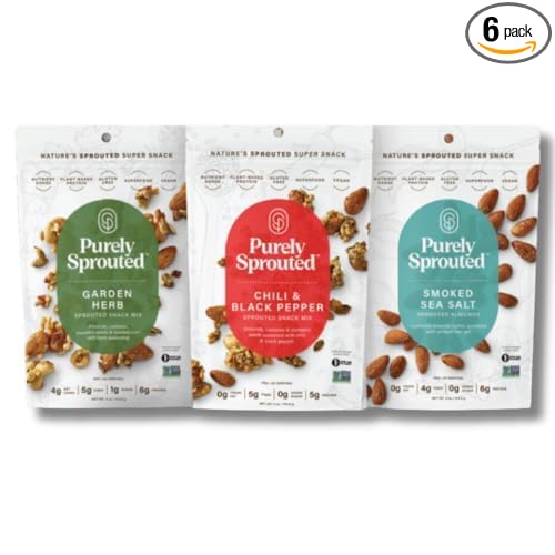 Purely Sprouted Savory Sampler, Non-GMO Superfood (4 oz, 6 pack)