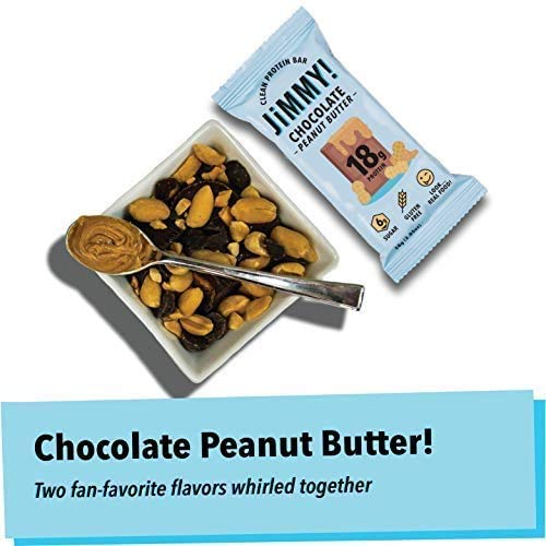JiMMY'S! Functional Protein Bar - Chocolate Peanut Butter - 12 Count - 18g of Protein, Low Sugar, Gluten Free
