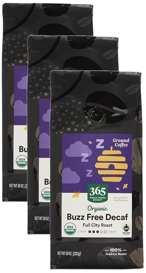365 by Whole Foods Market, Organic Decaf Buzz Free Full City Roast Ground Coffee, 10 Ounce (Pack of 3)