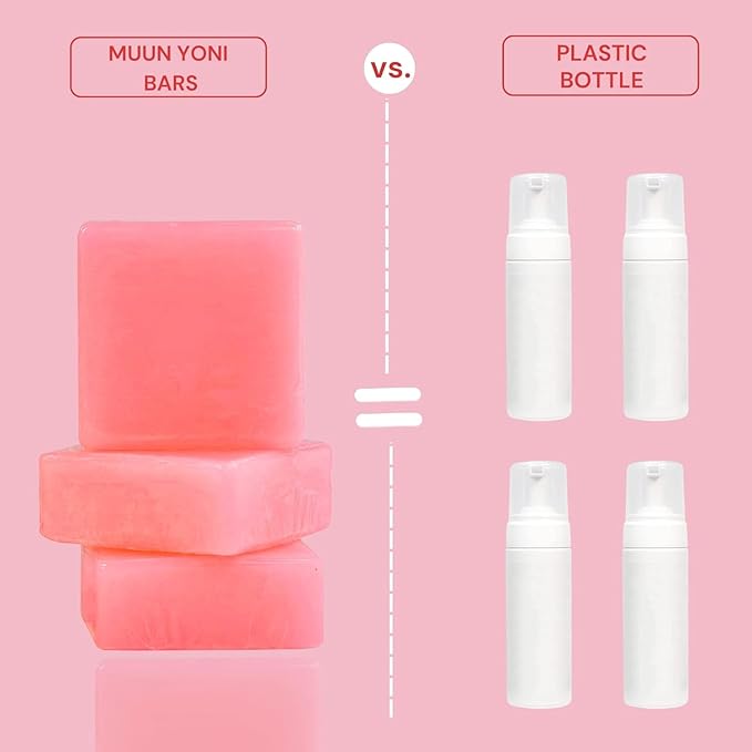 Muun Peach Yoni Soap Bar - Pack 3 Peach Ph Balance Probiotics & Natural Ingredients - Gentle Cleansing Formula Eliminates Odor Vaginal Health - Feminine Wash