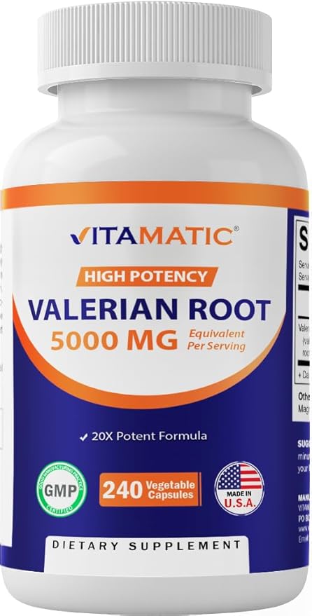 Vitamatic 2 Packs Valerian Root 5000 20X Concentrated 20:1 250mg 250mg - 240 Capsules