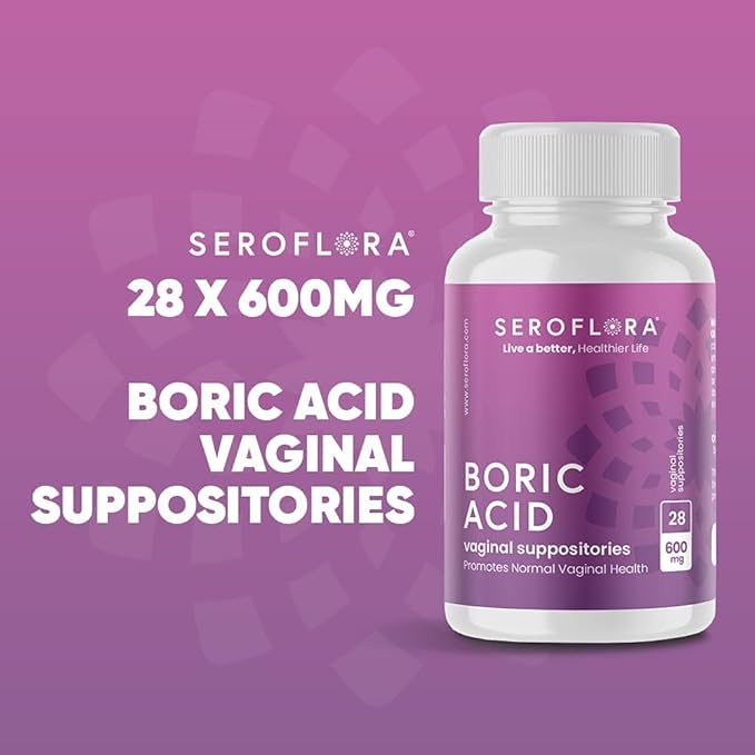 Boric Acid Vaginal Suppositories 600 mg 28 Capsules