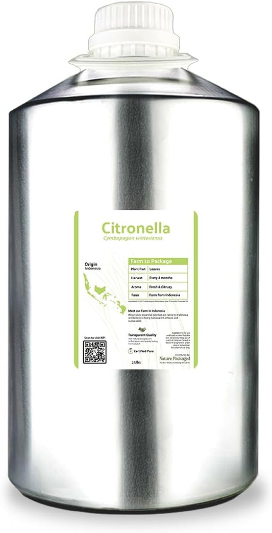 Citronella Essential Oil - Direct from Central Java, Indonesia - Pure Essential Oil for Diffusers and Aromatherapy | 100% Pure Therapeutic Grade (25LBS)