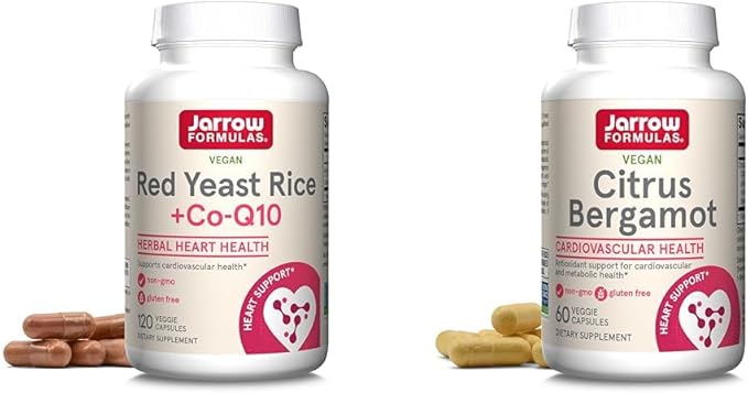 Jarrow Formulas Red Yeast Rice 1200 Co-Q10 100 100 mg Serving-120 Veggie Caps-60 Servings 500 mg-60 mg-60 Servings