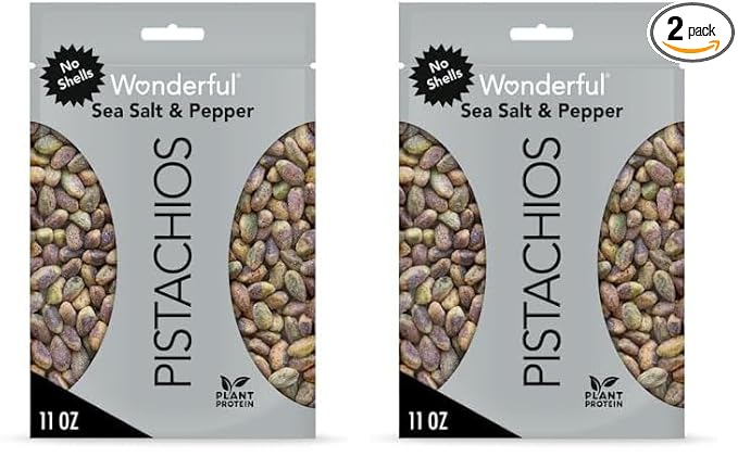 Wonderful Pistachios No Shells, Sea Salt 11 Ounce, (11 oz) 2)