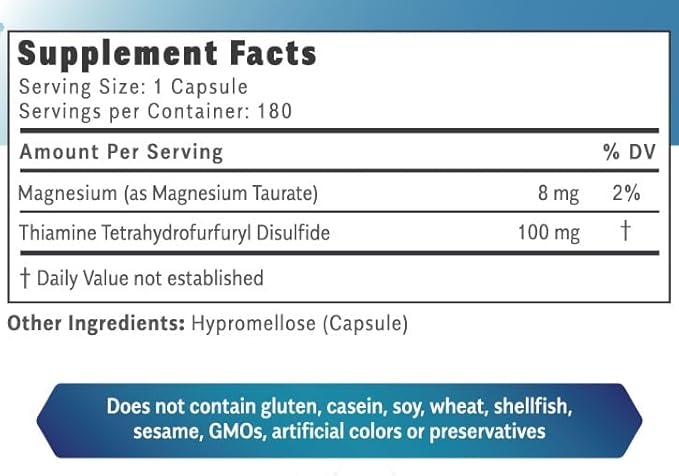 Thiamax Vitamin B1 (Thiamine TTFD) Capsules, 100mg, 180 180 count