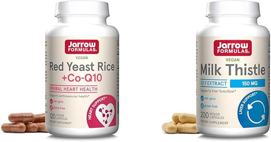 Jarrow Formulas Red Yeast Rice 1200 Co-Q10 100 100 mg Serving-120 Veggie Caps-60 Servings 150 mg 30:1 Standardized