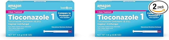 Amazon Basic Care Tioconazole Ointment 6.5 1-Dose Treatment, 0.16 Ounce 2)