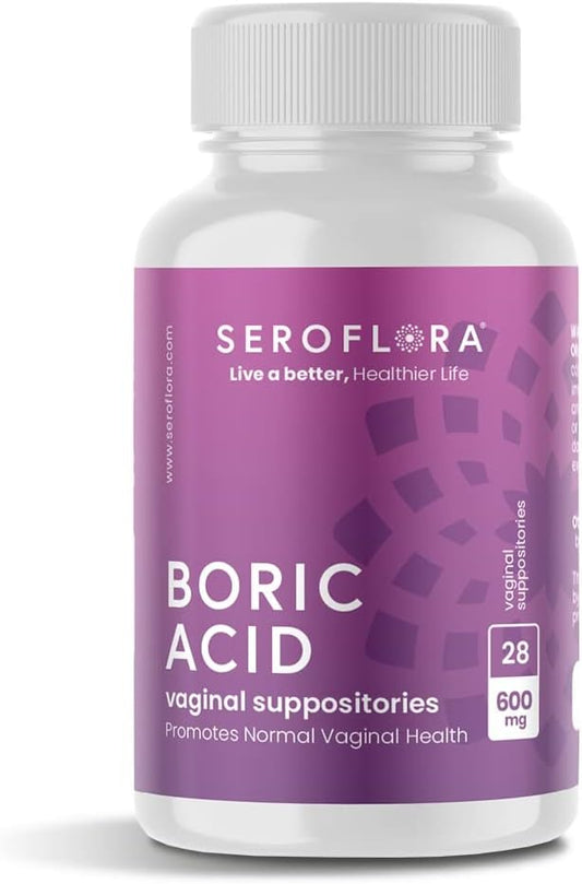 Boric Acid Vaginal Suppositories 600 mg 28 Capsules
