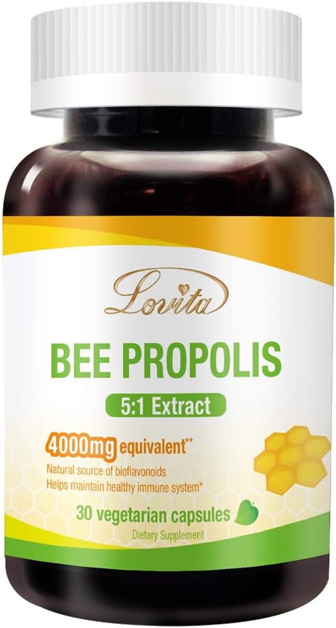 Lovita Bee Propolis Capsule 4000mg Equivalent 5:1 Concentration 30 Vegetarian (1 Months