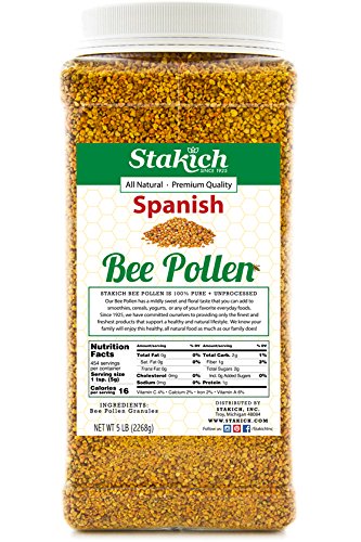 Stakich SPANISH BEE POLLEN GRANULES 100% Pure, (5 lb)