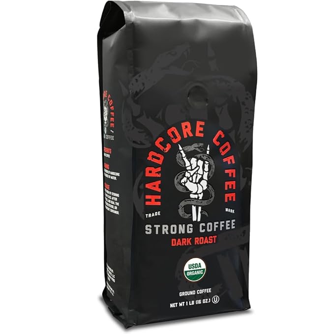 Hardcore Ground Coffee, High Caffeine, Strong Roast, 16 Oz