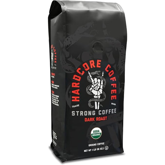Hardcore Ground Coffee, High Caffeine, Strong Roast, 16 Oz