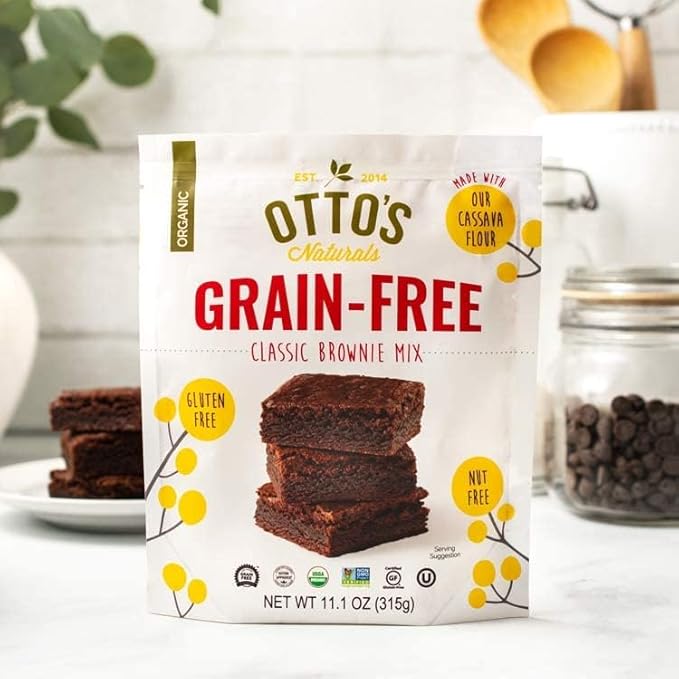 Otto's Naturals Classic Brownie Mix - Organic, Gluten-Free, Nut Free, Non-GMO Verified, Made with Organic Cassava Flour - 11.1 Ounce Bag (Grain Free Classic Brownie 6 Pack)