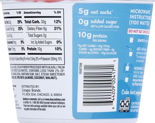 Duncan Hines Keto Friendly Dessert Cups Walnut Fudge Brownie Mix, 2.5 oz