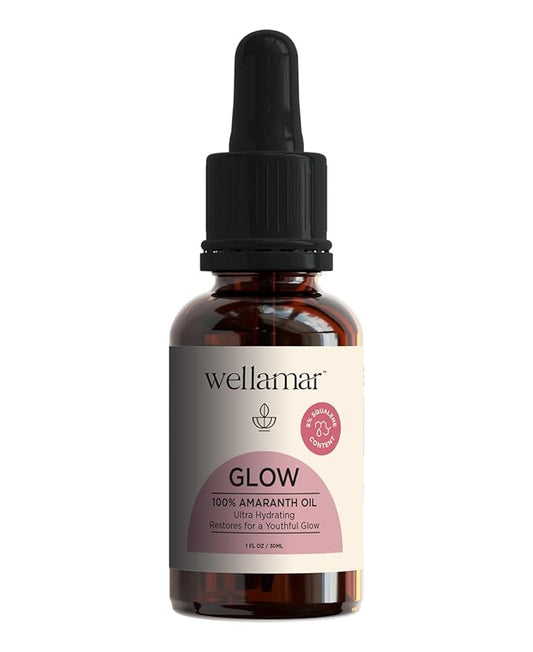 Wellamar - 100% Amaranth Oil Glow - Natural and Organic Oil For Skin and Hair Care - High-Squalene Oil Face Moisturizer - Face Oil for Women and Men (1fl Oz 30ml)