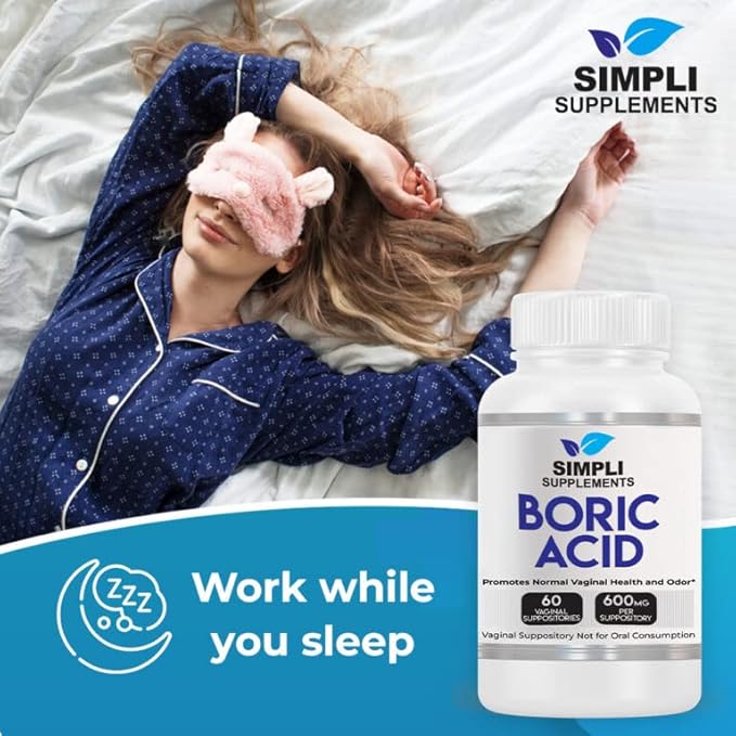 60 Boric Acid Suppositories 600mg/serving